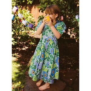 Rhode NWT 100% Cotton Green Blue Floral Ella Girls Limited Edition Dress Size 4